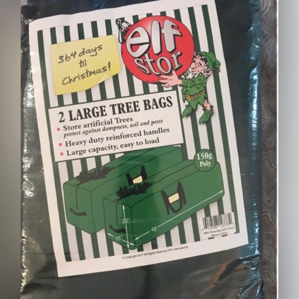Elf Stor 2 Large Artificial Christmas Tree Storage Bags with Handles Green
